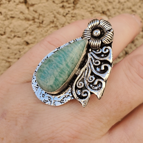 New Amazonite 925 Silver Ring. - Picture 10 of 16